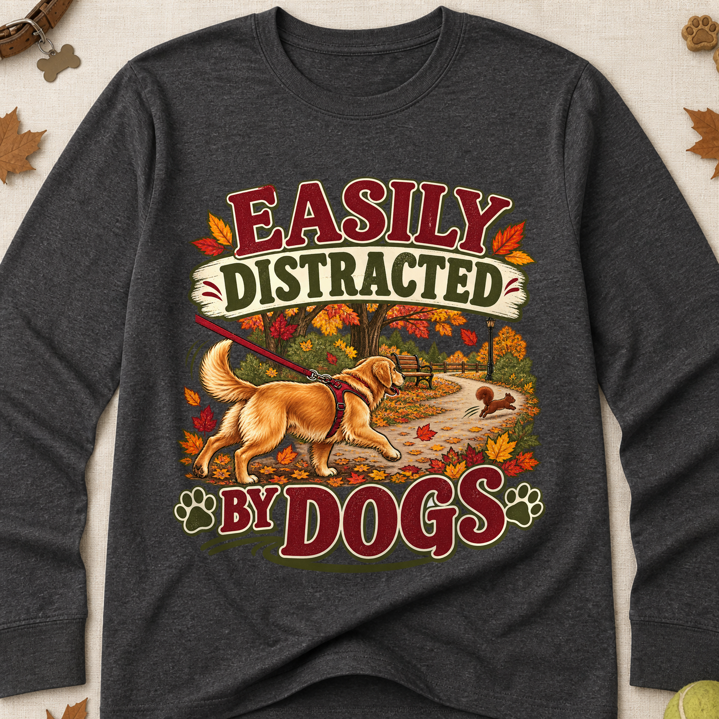 Easily Distracted By Dogs Fall Long Sleeves - Charcoal - Brooke & Belle