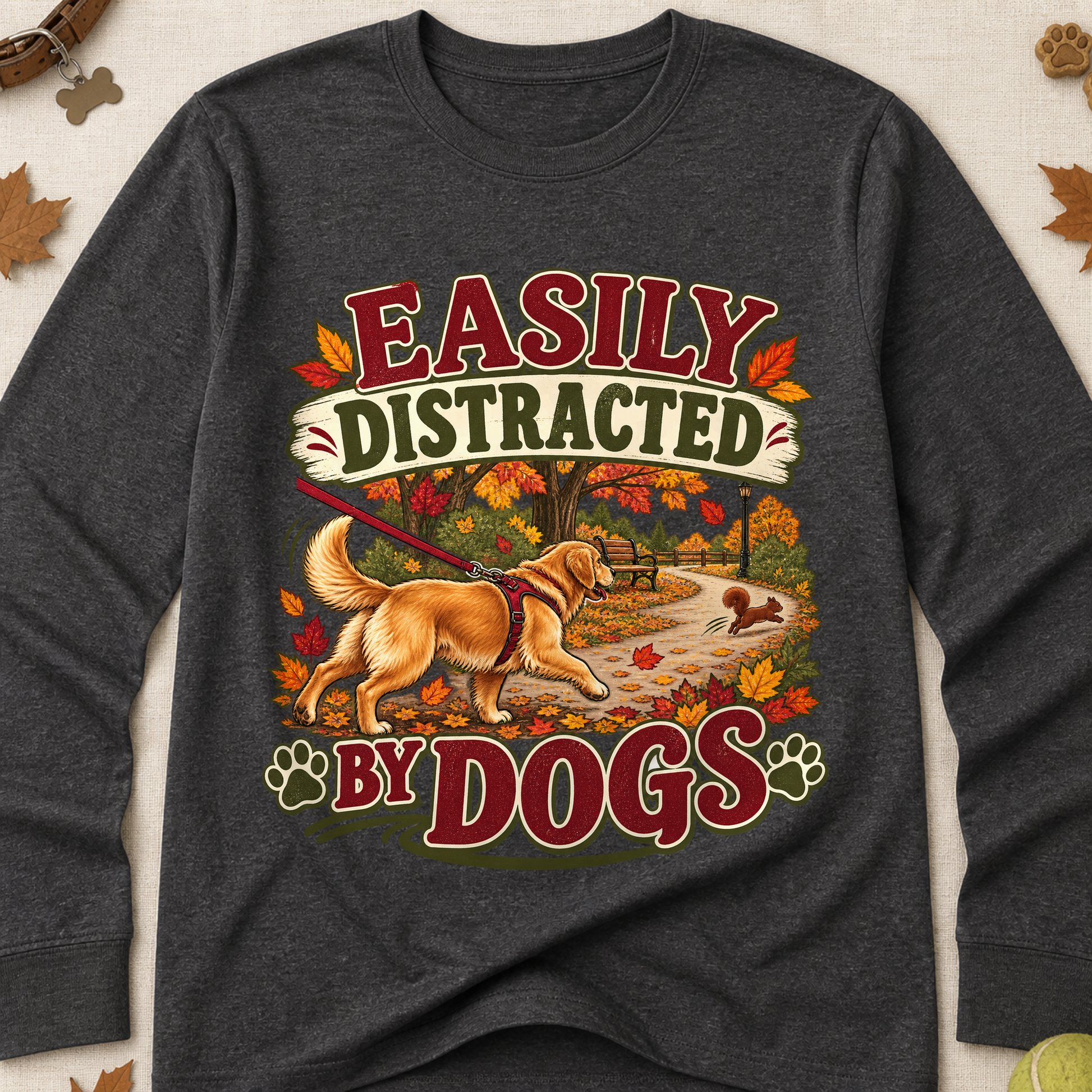 Easily Distracted By Dogs Fall Long Sleeves - Charcoal - Brooke & Belle