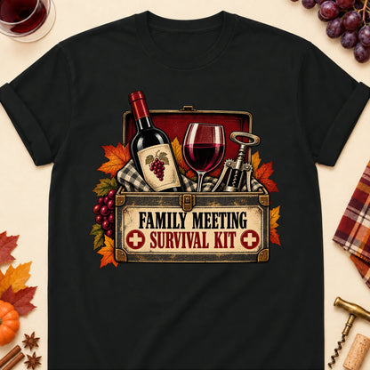 Family Meeting Survival Kit Colored Print T-Shirt - Black - Brooke & Belle