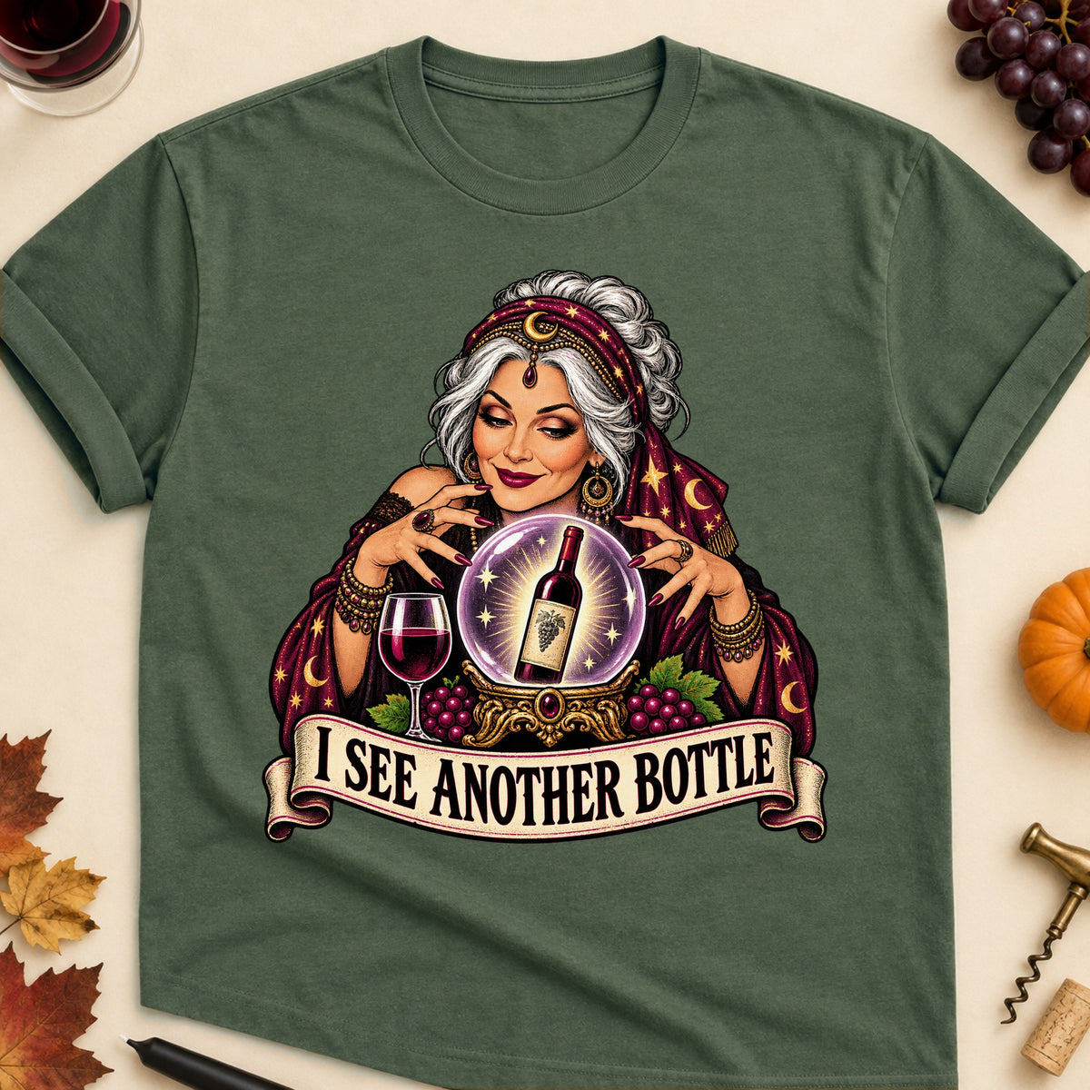 I See Another Bottle Colored Print T-Shirt - Military Green - Brooke & Belle