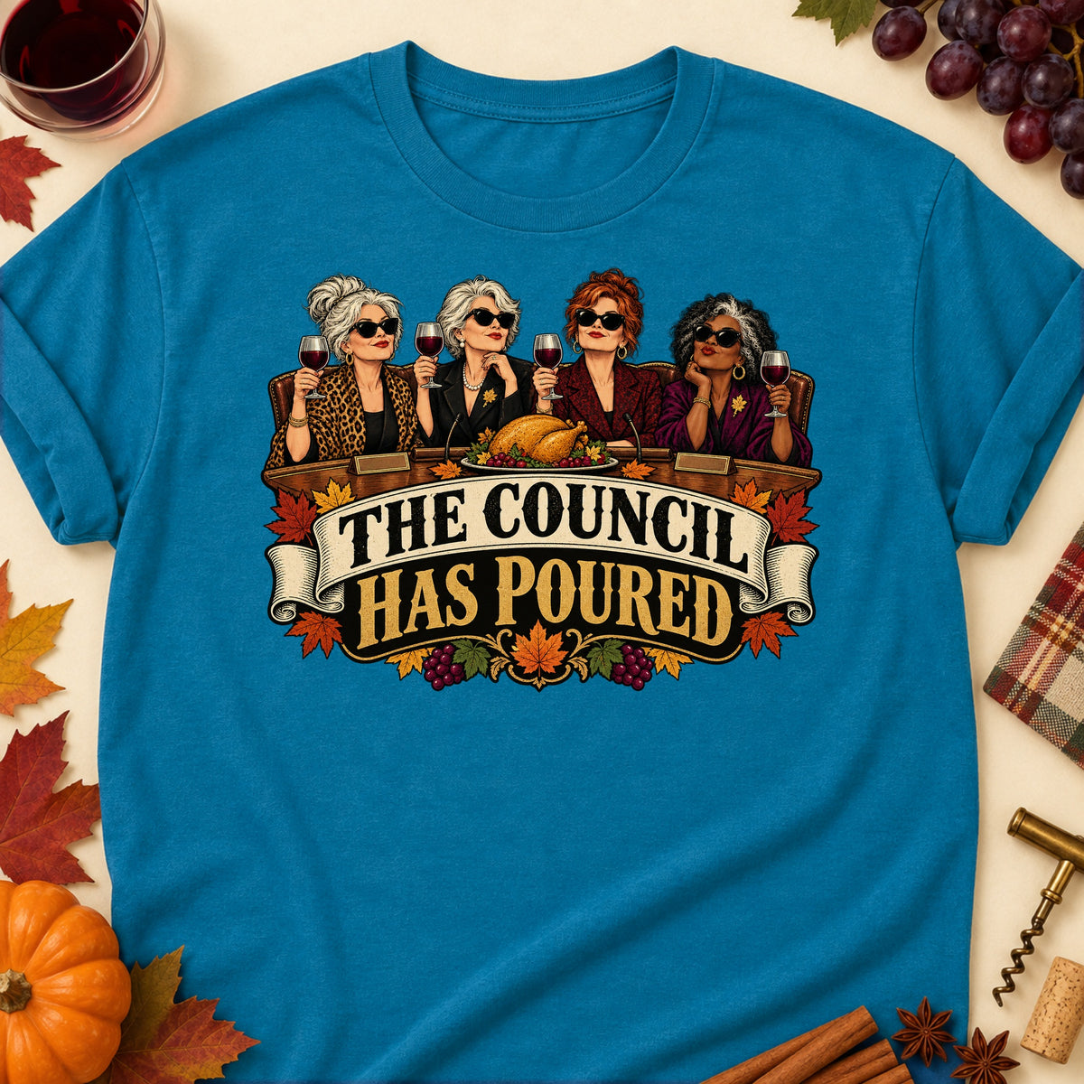 The Council Has Poured Colored Print T-Shirt - Antique Sapphire - Brooke & Belle