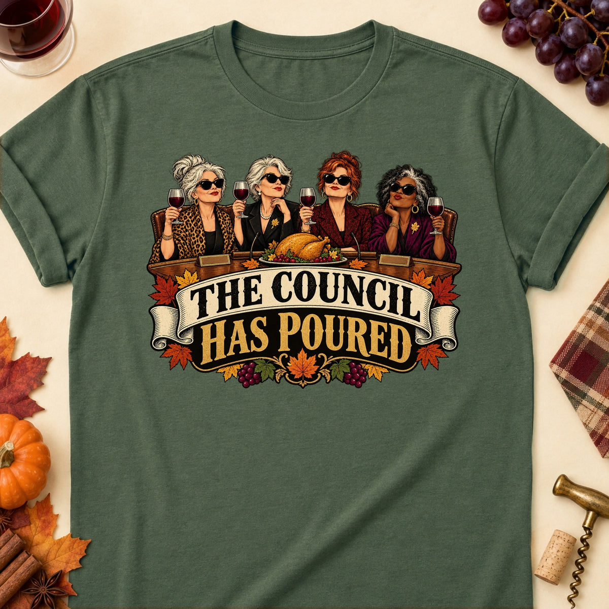 The Council Has Poured Colored Print T-Shirt - Military Green - Brooke & Belle