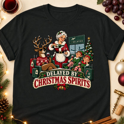 Delayed By Christmas Spirits Colored Print T-Shirt - Black - Brooke & Belle
