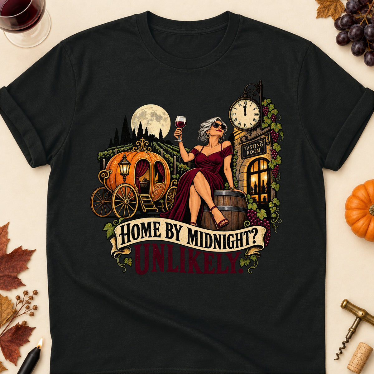 Home By Midnight? Unlikely Colored Print T-Shirt - Black - Brooke & Belle