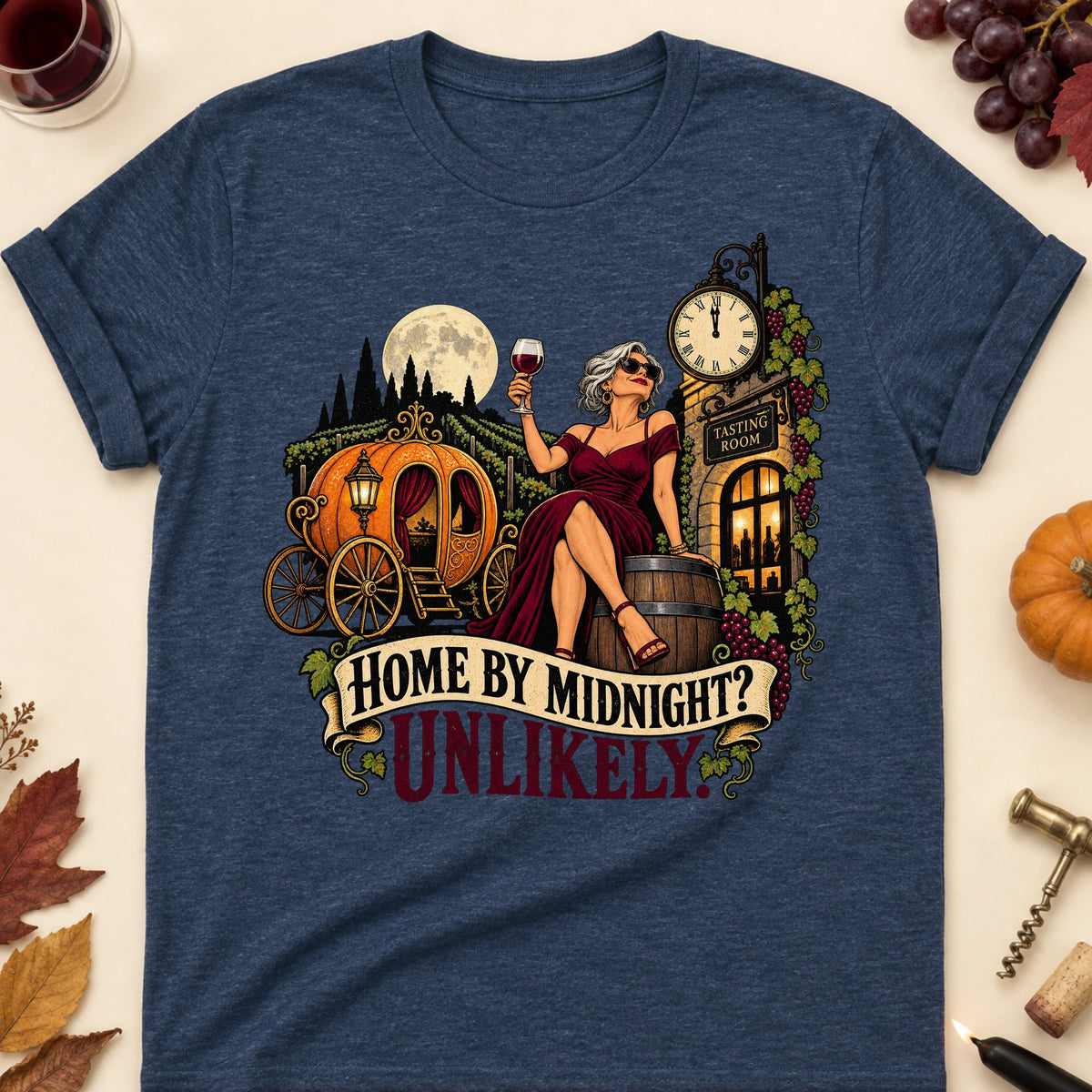 Home By Midnight? Unlikely Colored Print T-Shirt - Heather Navy - Brooke & Belle