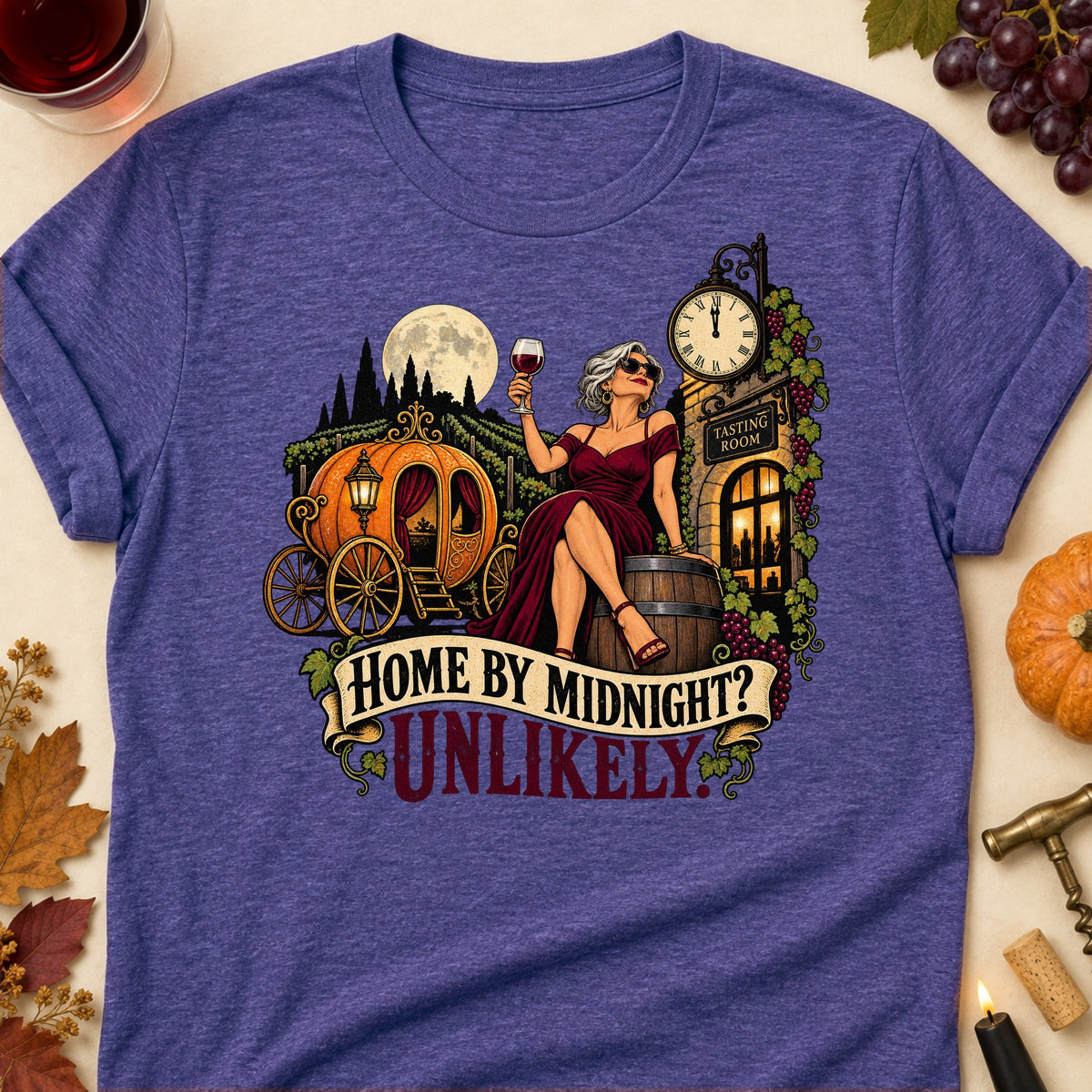 Home By Midnight? Unlikely Colored Print T-Shirt - Heather Purple - Brooke & Belle