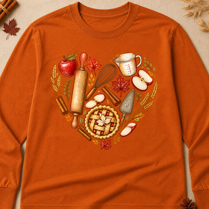 Baking Heart Fall Long Sleeves - Texas Orange - Brooke & Belle