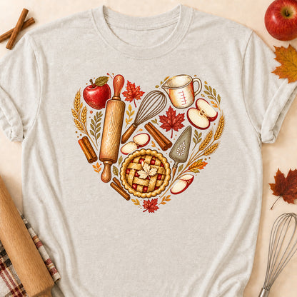 Baking Heart Fall Colored Print T-Shirt