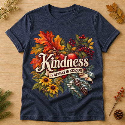 Kindness Always In Season T-shirt - Heather Navy - Brooke & Belle