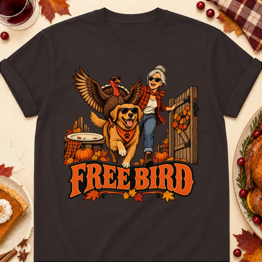 Free Bird Colored Print T-Shirt