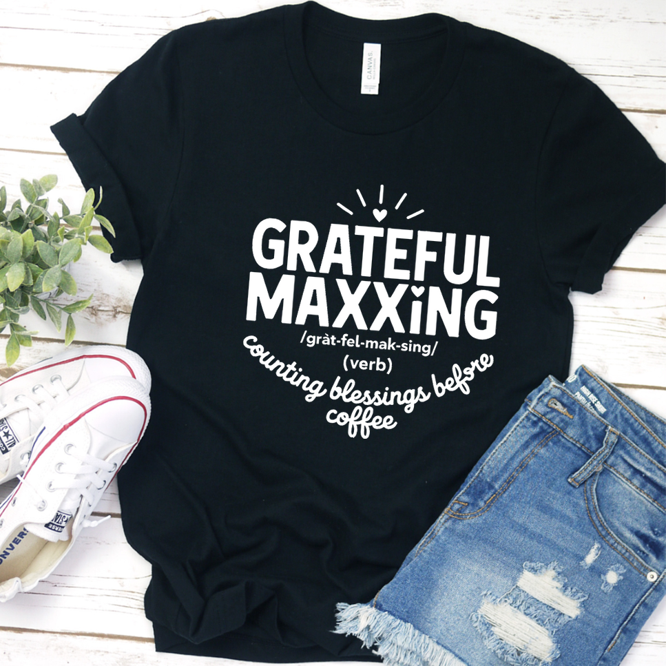 Gratefulmaxxing T-Shirt - Black - Brooke & Belle