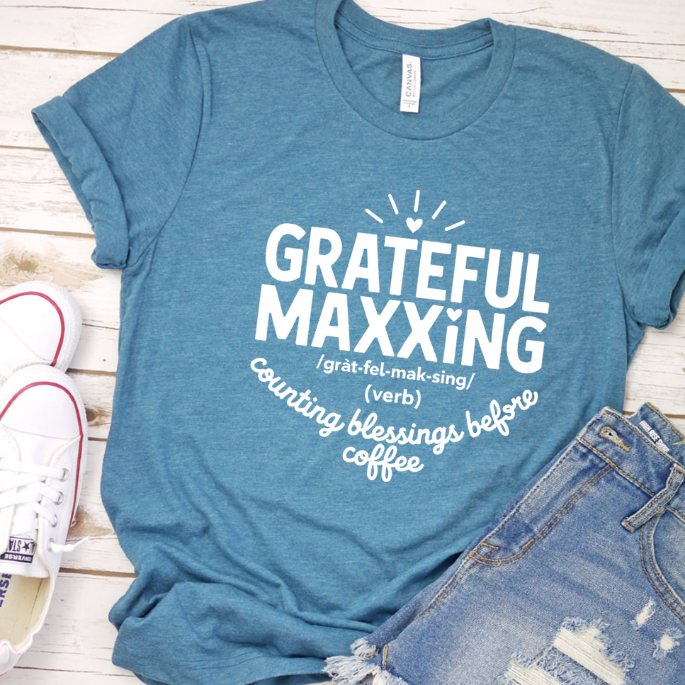 Gratefulmaxxing T-Shirt - Heather Deep Teal - Brooke & Belle
