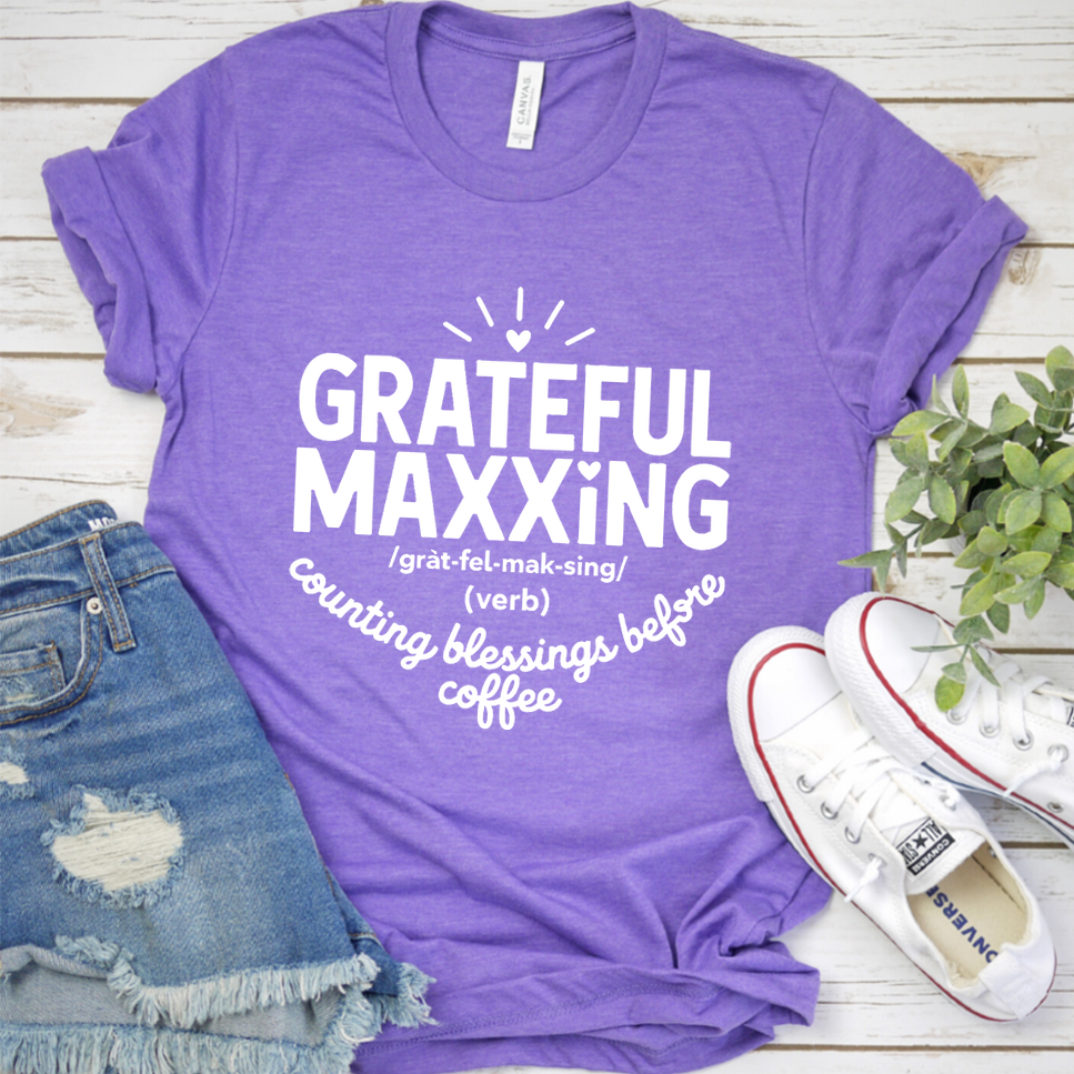 Gratefulmaxxing T-Shirt - Heather Purple - Brooke & Belle