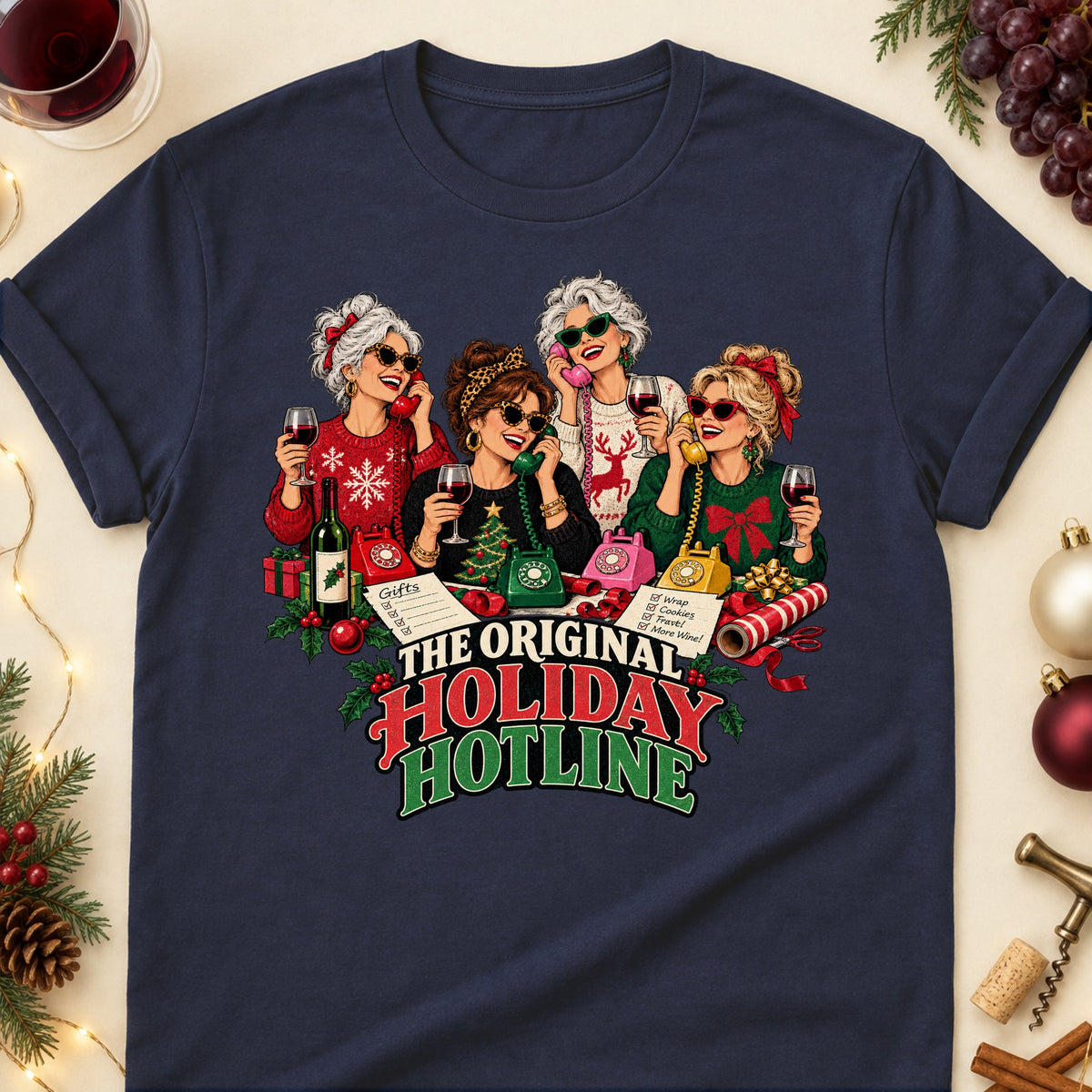 The Original Holiday Hotline Colored Print T-Shirt - Navy - Brooke & Belle