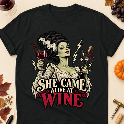 She Came Alive At Wine Colored Print T-Shirt - Black - Brooke & Belle