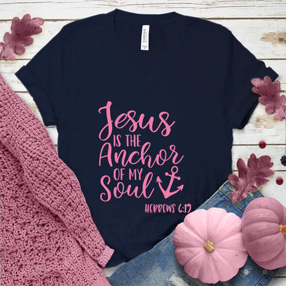Jesus is the Anchor of My Soul V-Neck Pink Edition - Brooke & Belle