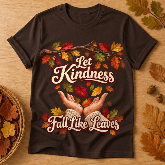 Let Kindness Fall Leaves T-shirt - Dark Chocolate - Brooke & Belle