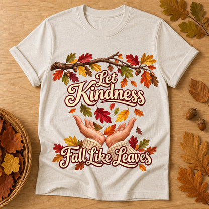 Let Kindness Fall Leaves T-shirt - Heather Oatmeal - Brooke & Belle