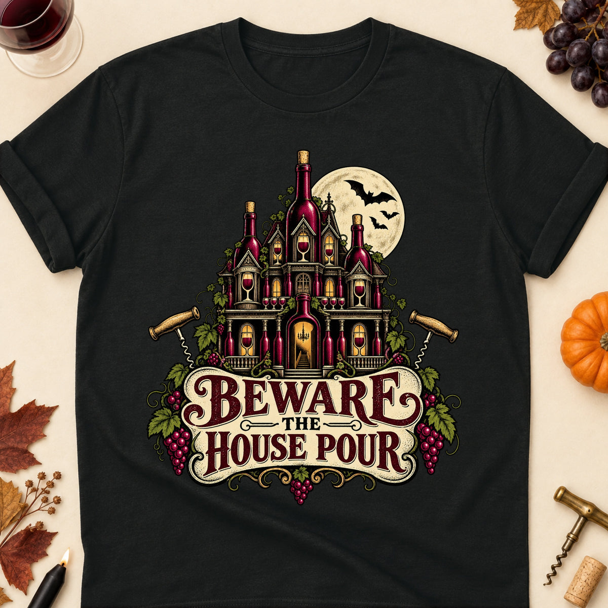 Beware The House Pour Colored Print T-Shirt - Black - Brooke & Belle