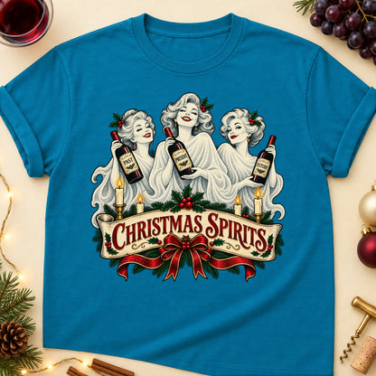 Christmas Spirits Colored Print T-Shirt - Antique Sapphire - Brooke & Belle
