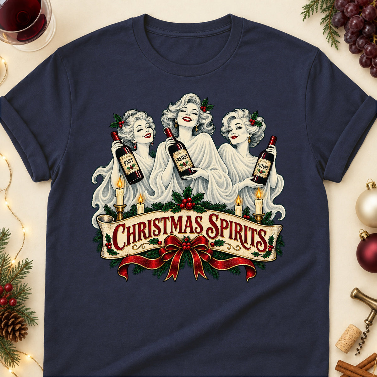 Christmas Spirits Colored Print T-Shirt - Navy - Brooke & Belle