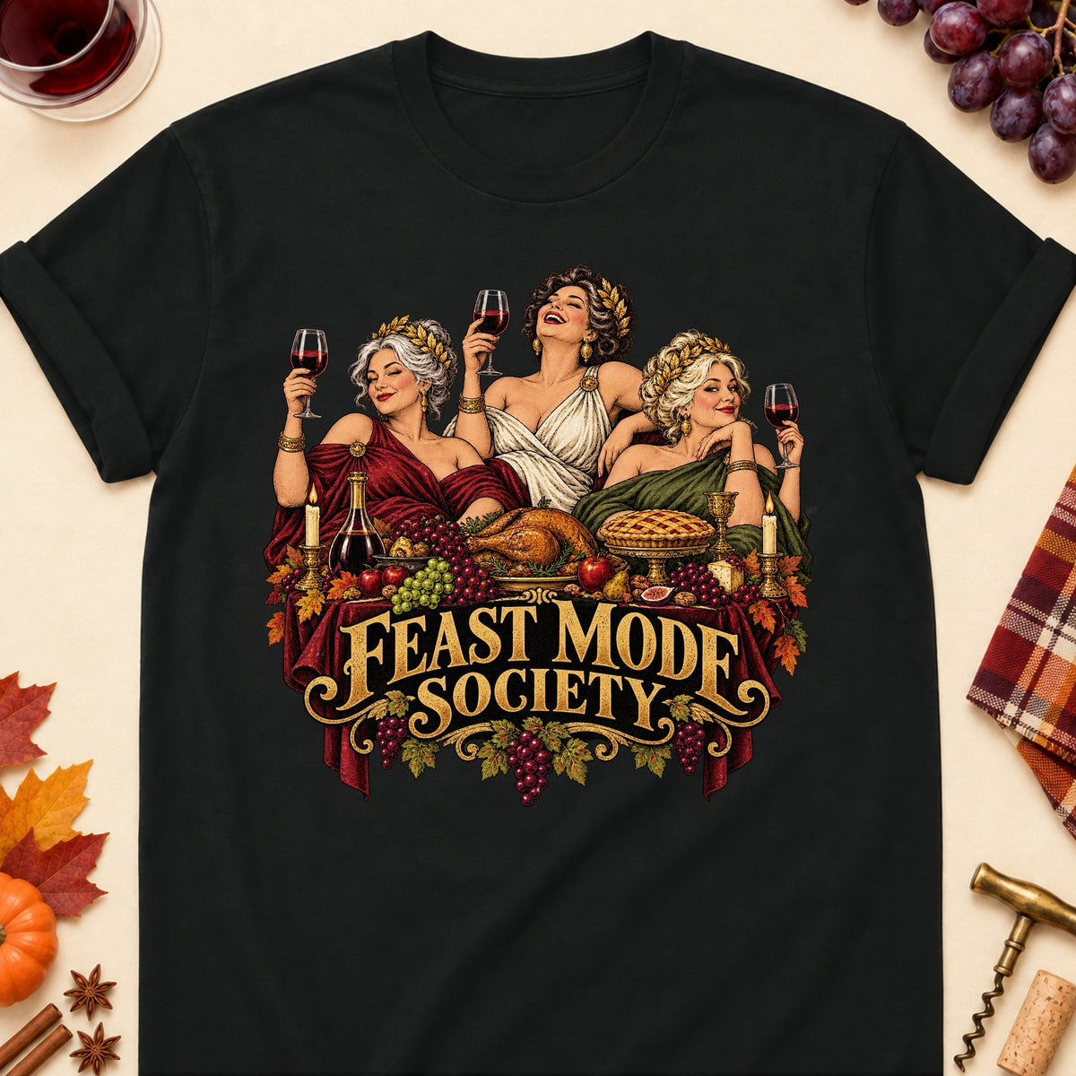 Feast Mode Society Colored Print T-Shirt - Black - Brooke & Belle