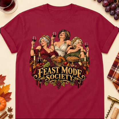 Feast Mode Society Colored Print T-Shirt - Cardinal Red - Brooke & Belle