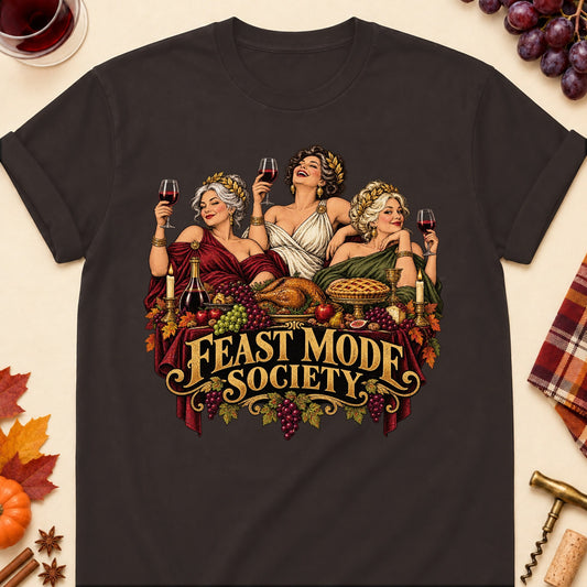 Feast Mode Society Colored Print T-Shirt - Dark Chocolate - Brooke & Belle