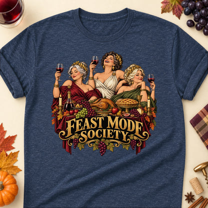 Feast Mode Society Colored Print T-Shirt - Heather Navy - Brooke & Belle