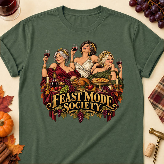 Feast Mode Society Colored Print T-Shirt - Military Green - Brooke & Belle