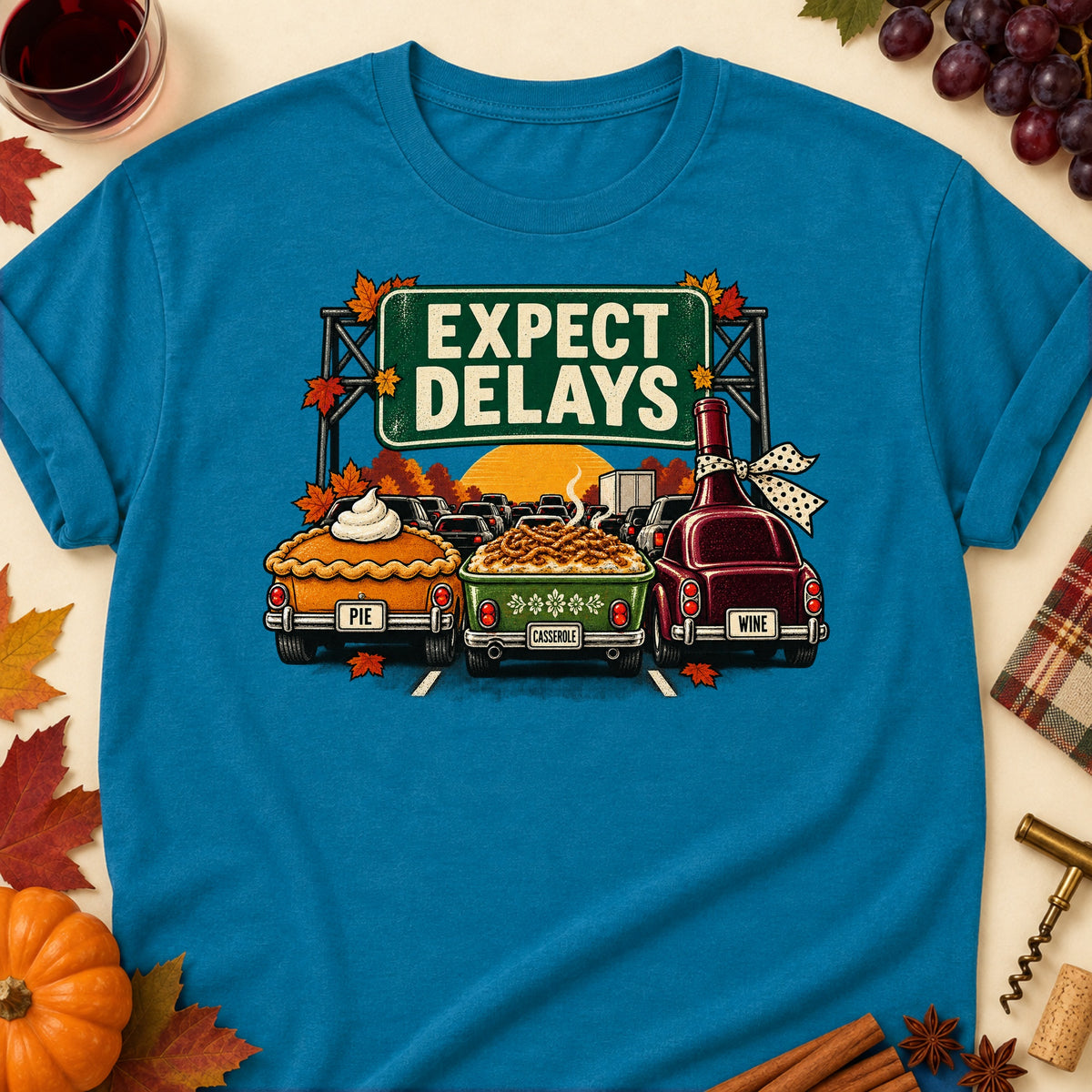Expect Delays Colored Print T-Shirt - Antique Sapphire - Brooke & Belle