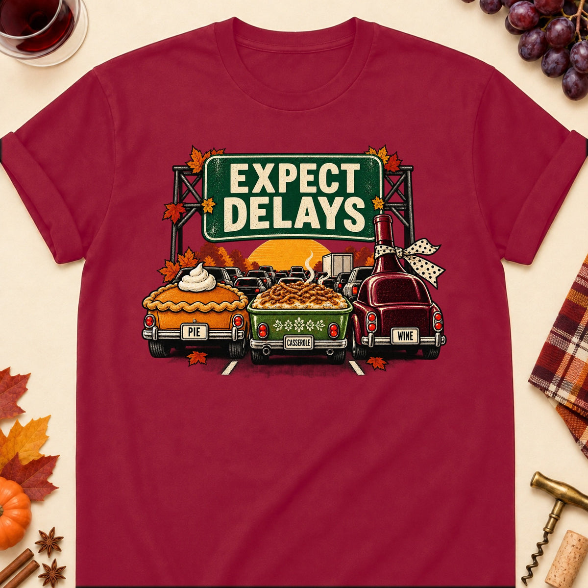 Expect Delays Colored Print T-Shirt - Cardinal Red - Brooke & Belle