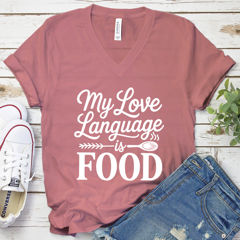 My Love Language Is Food V-Neck - Mauve - Brooke & Belle