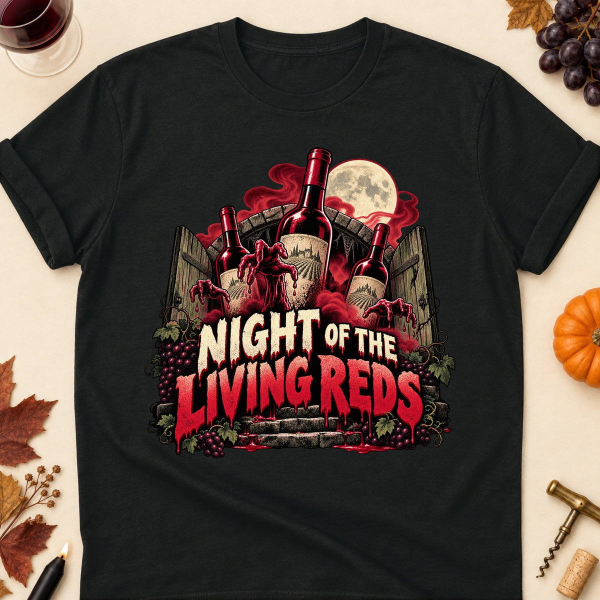 Night Of The Living Reds Colored Print T-Shirt - Black - Brooke & Belle