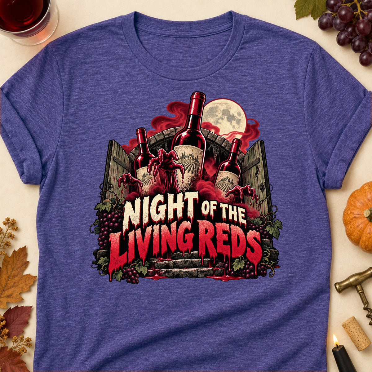 Night Of The Living Reds Colored Print T-Shirt - Heather Purple - Brooke & Belle