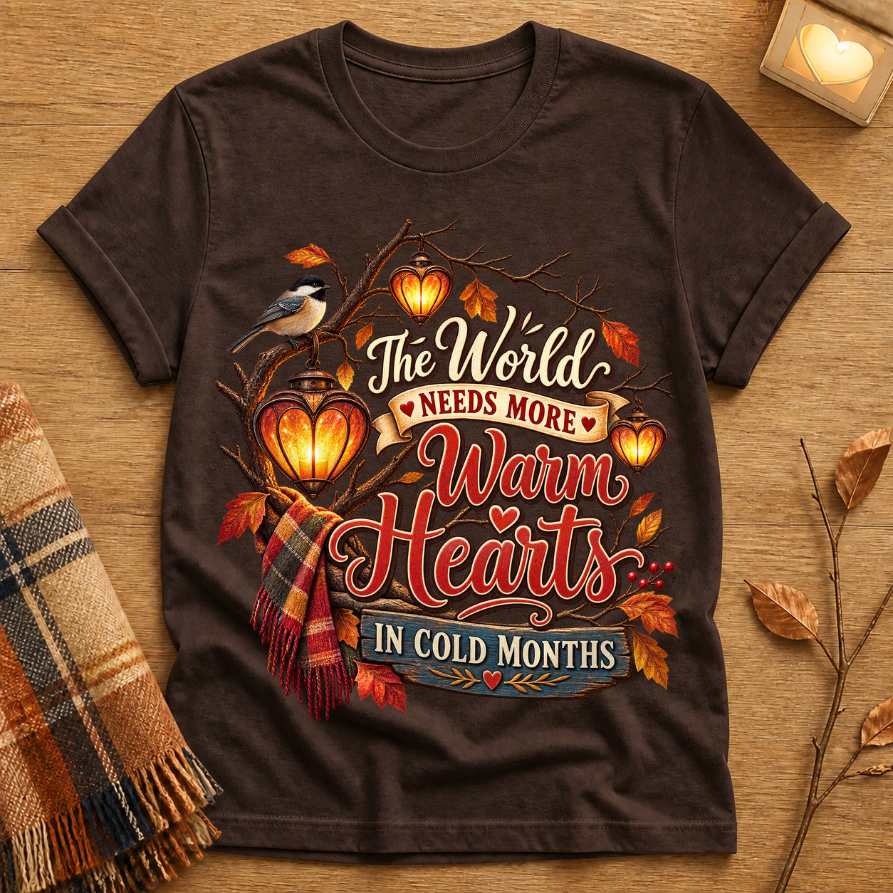 Warm Hearts Cold Months T-shirt - Dark Chocolate - Brooke & Belle