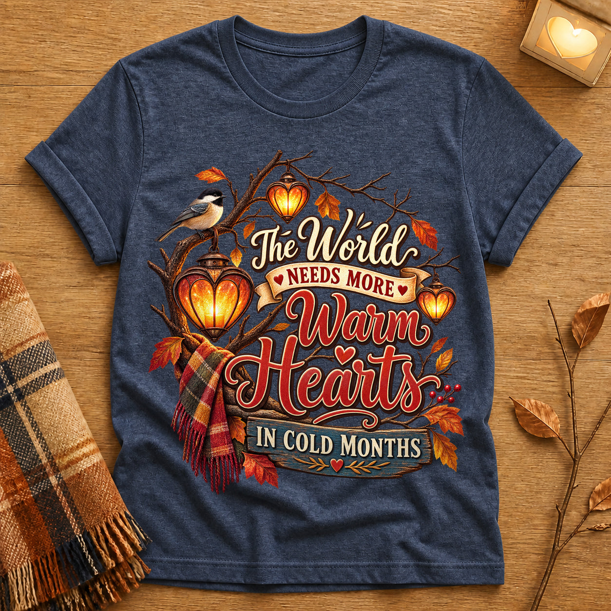 Warm Hearts Cold Months T-shirt - Heather Navy - Brooke & Belle