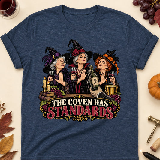 The Coven Has Standards Colored Print T-Shirt - Heather Navy - Brooke & Belle