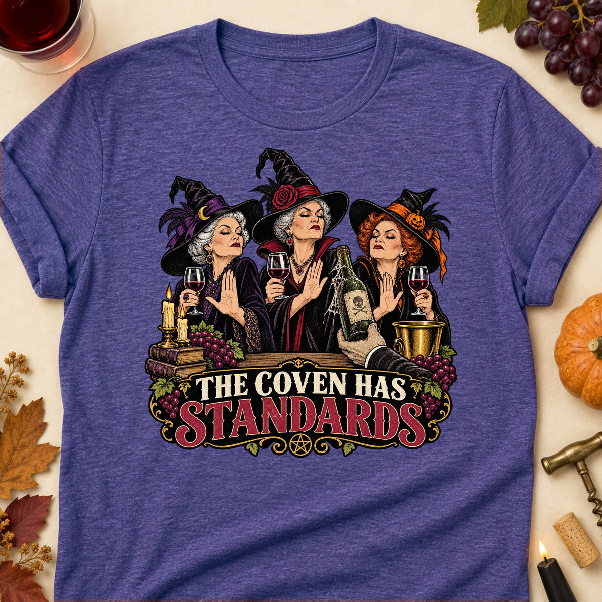 The Coven Has Standards Colored Print T-Shirt - Heather Purple - Brooke & Belle
