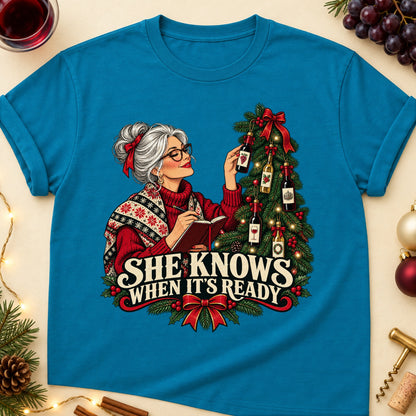 She Knows When It's Ready Colored Print T-Shirt - Antique Sapphire - Brooke & Belle