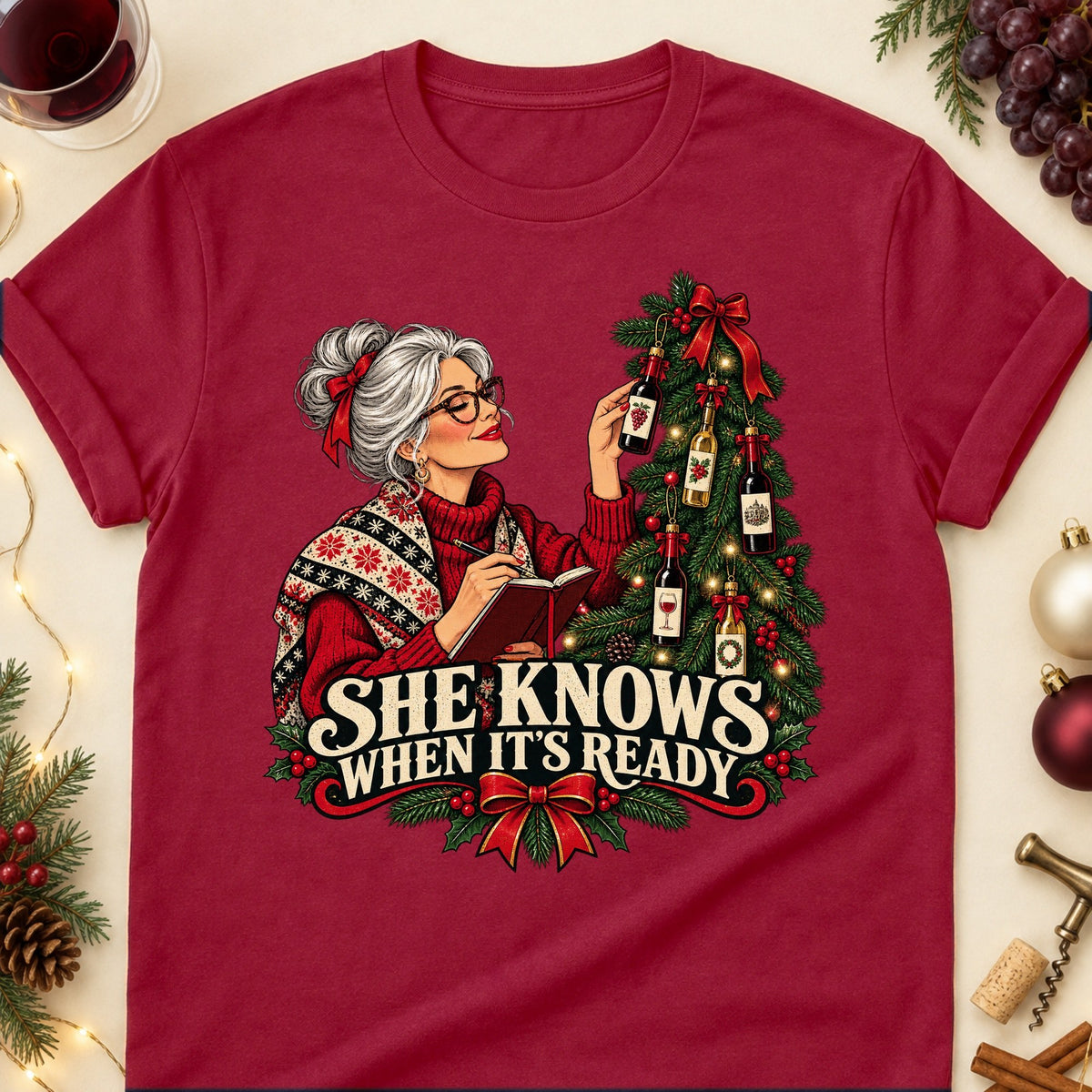 She Knows When It's Ready Colored Print T-Shirt - Cardinal Red - Brooke & Belle