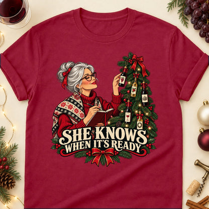 She Knows When It's Ready Colored Print T-Shirt - Cardinal Red - Brooke & Belle