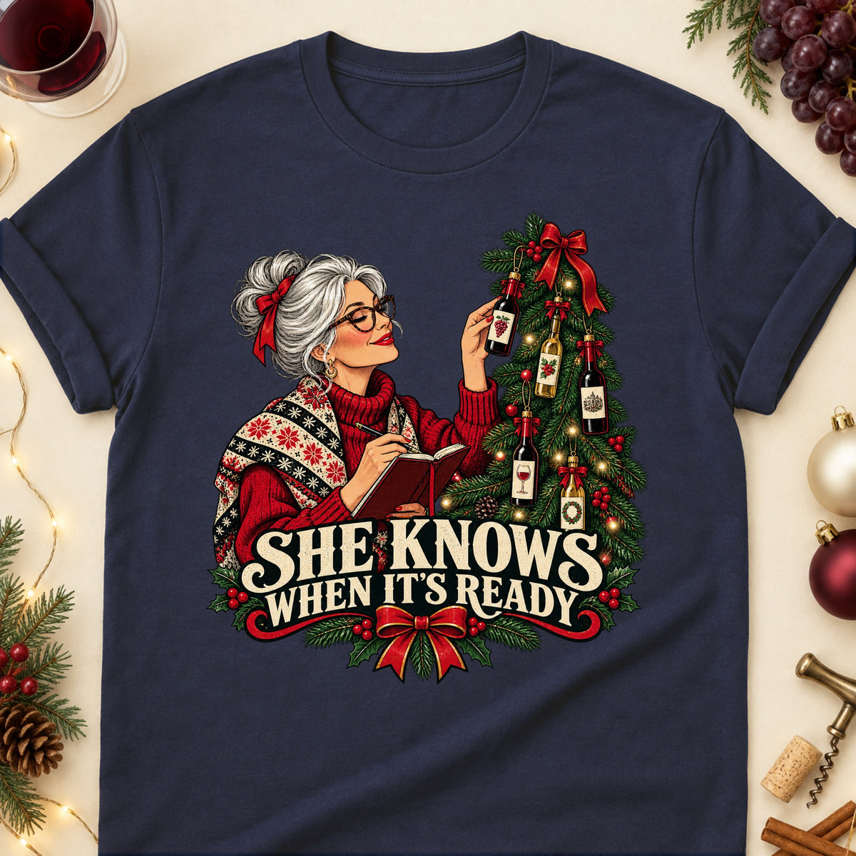 She Knows When It's Ready Colored Print T-Shirt - Navy - Brooke & Belle