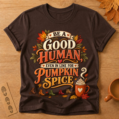 Good Human Pumpkin Spice T-shirt - Dark Chocolate - Brooke & Belle