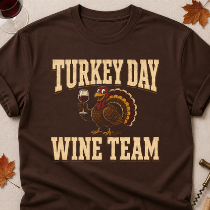 Turkey Day Wine Team Fall Colored Print T-Shirt - Dark Chocolate - Brooke & Belle