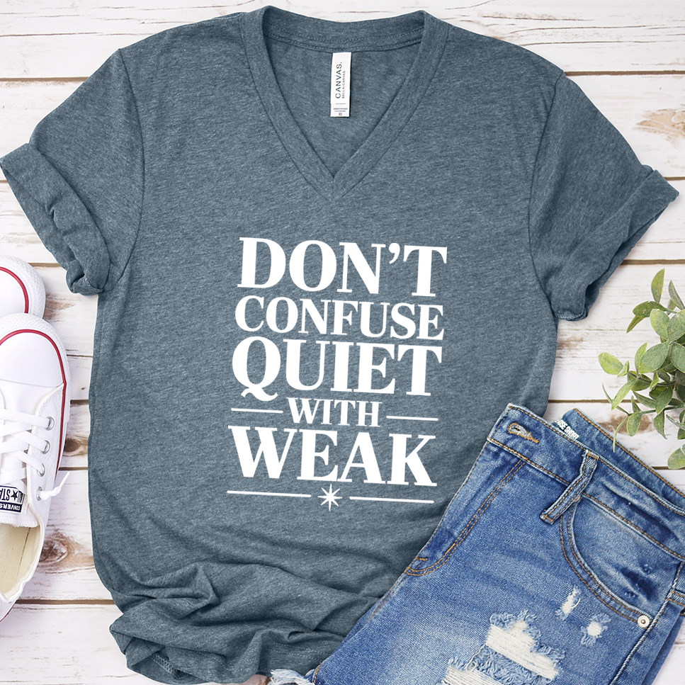 Don't Confuse Quiet With Weak V-Neck - Heather Slate - Brooke & Belle