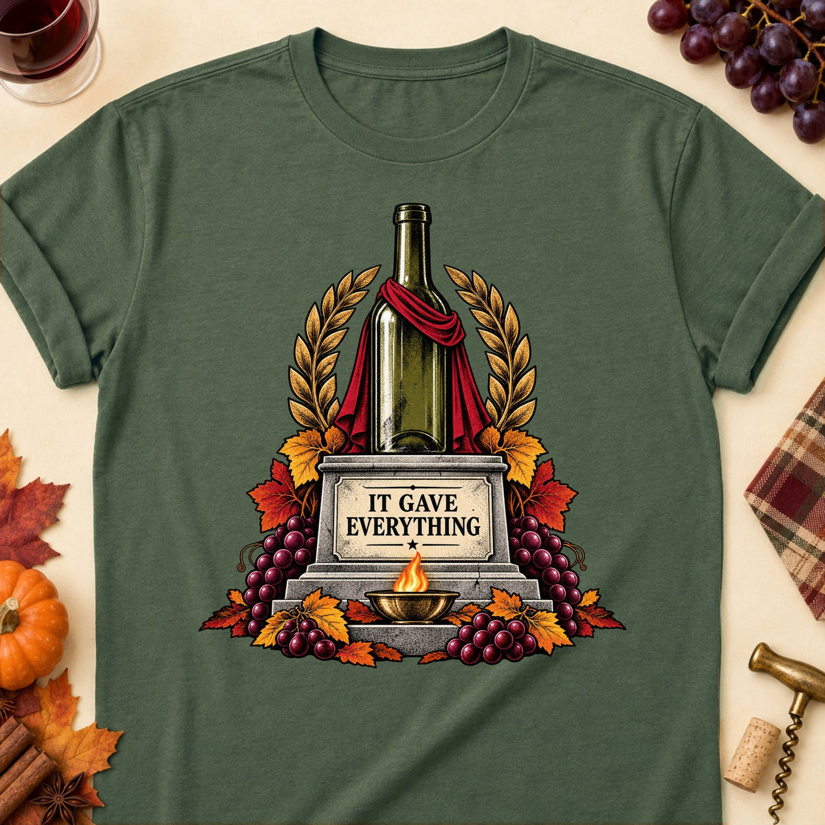 It Gave Everything Colored Print T-Shirt - Military Green - Brooke & Belle