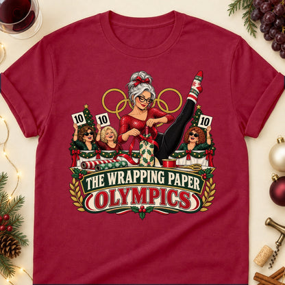 The Wrapping Paper Olympics Colored Print T-Shirt - Cardinal Red - Brooke & Belle