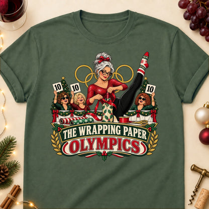 The Wrapping Paper Olympics Colored Print T-Shirt - Military Green - Brooke & Belle