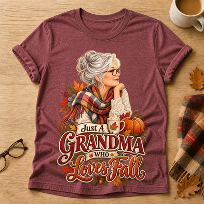 Grandma Loves Fall T-shirt - Heather Maroon - Brooke & Belle